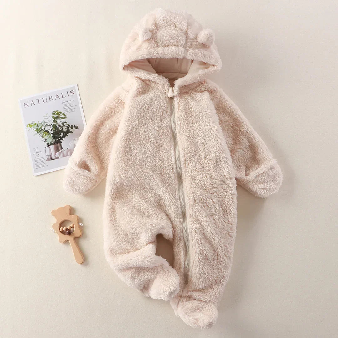 CozyCuddle - Grenouillère douillette pour nouveau-né avec capuche