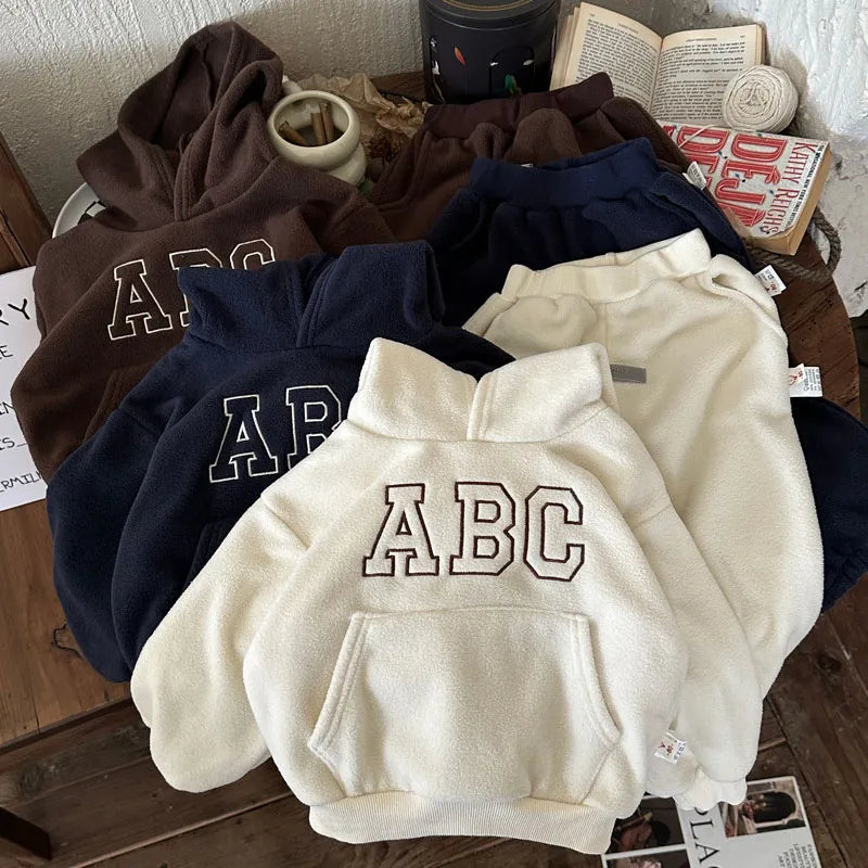 Sweat à capuche ABC doublé de fourrure pour enfants