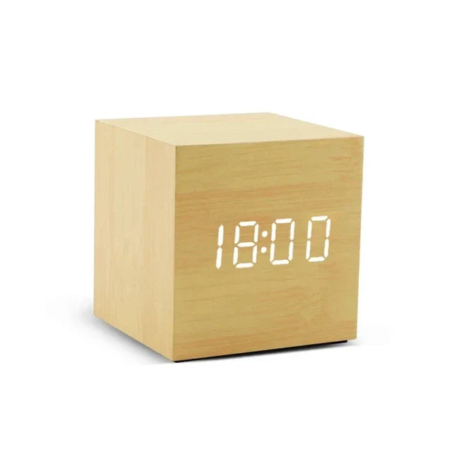 TempTune – LED Wooden Alarm Clock with Temperature Display