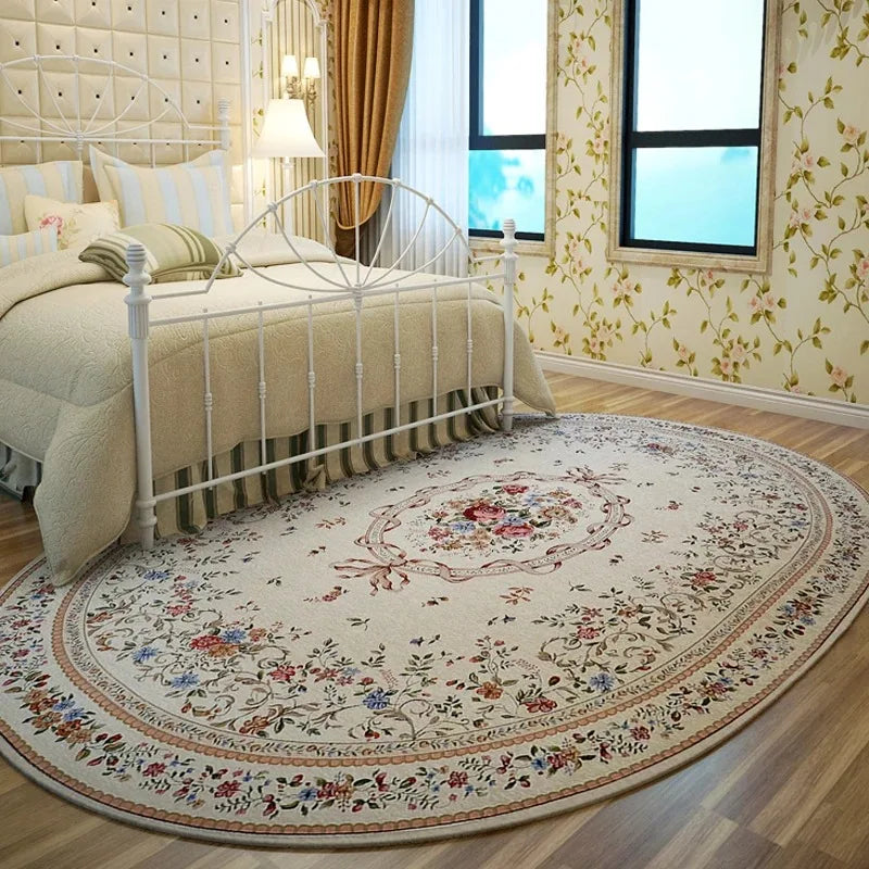 Sara Elegant Floral Rug – European Style Plush Carpet for Living Room & Bedroom