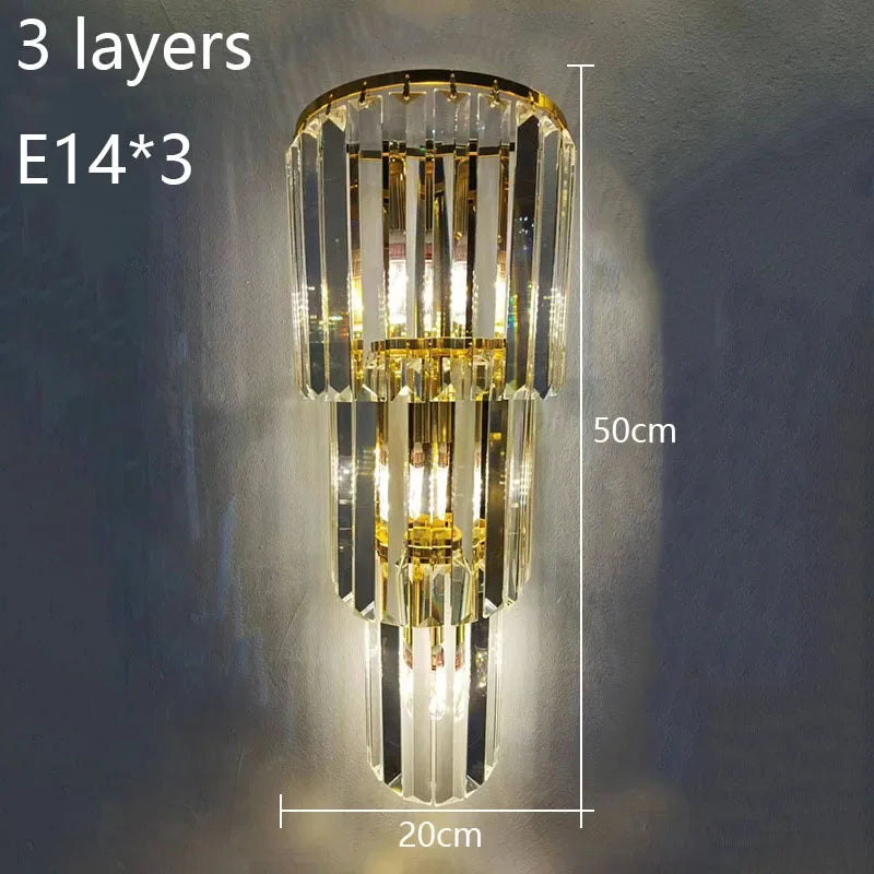 Opulent Pillar Crystal Wall Lamp