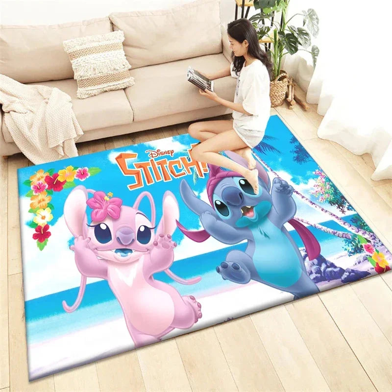 Alfombra de dibujos animados Winnie Stitch – Decoración del hogar acogedora y vibrante