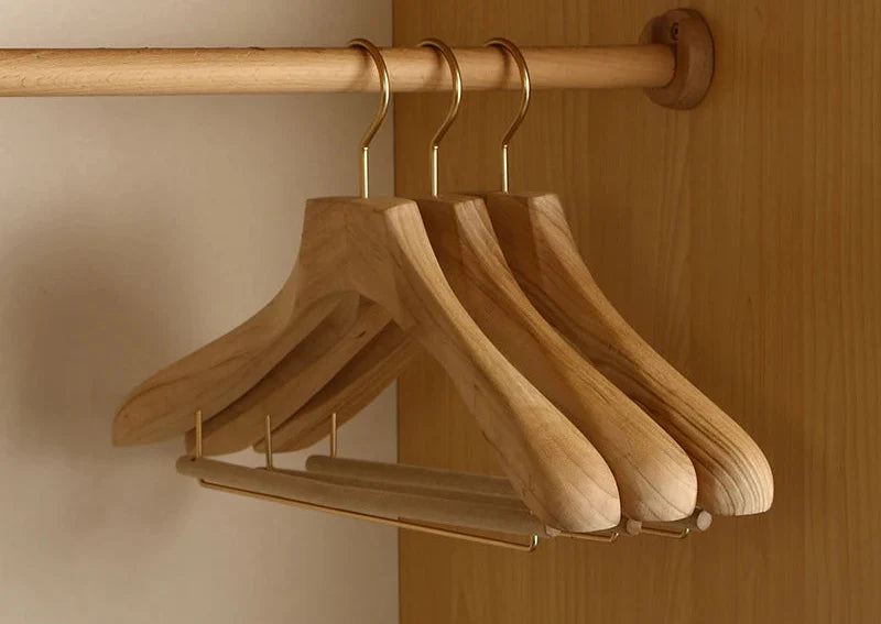 Aurora Wide Shoulder Wooden Hangers – Premium Camphor Wood Suit & Coat Organizer (Set of 2)