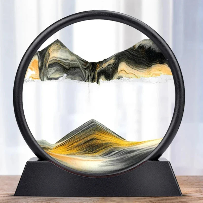 3D Moving Sand Art Picture | Deep Sea Sandscape Hourglass for Relaxation & Desktop Decor