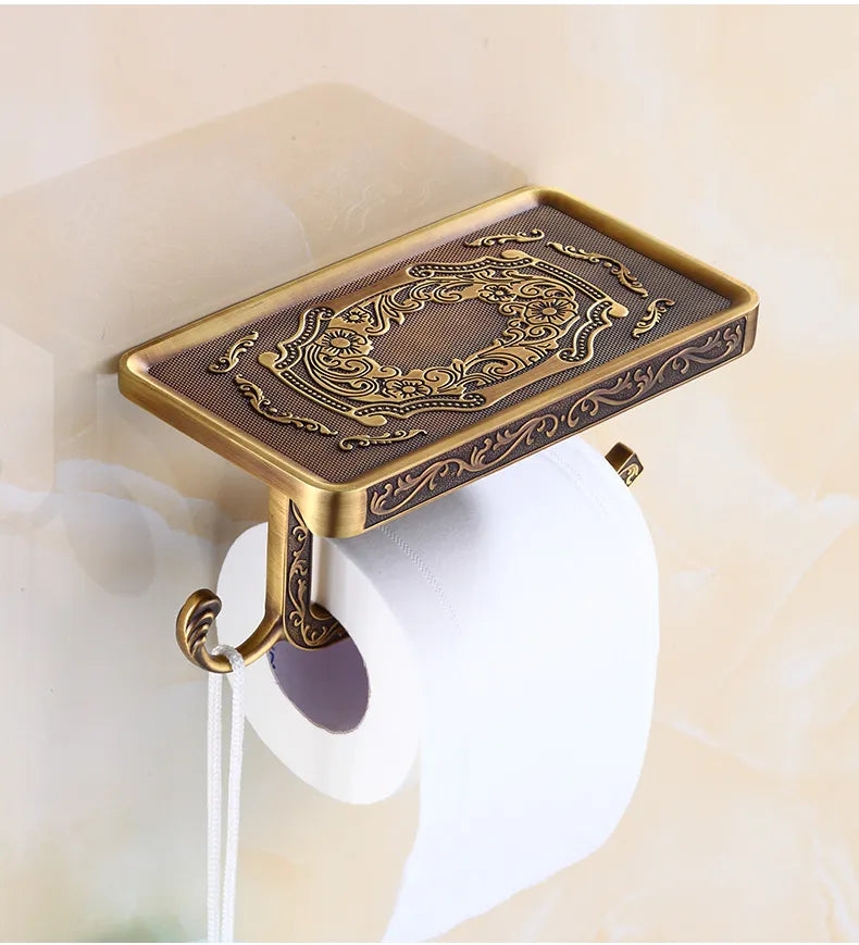 Vintage Bronzen Toiletrolhouder