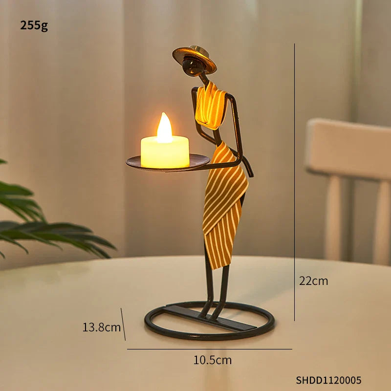 Woman Shaped Iron Candle Holder Luxury Romantic Decoration