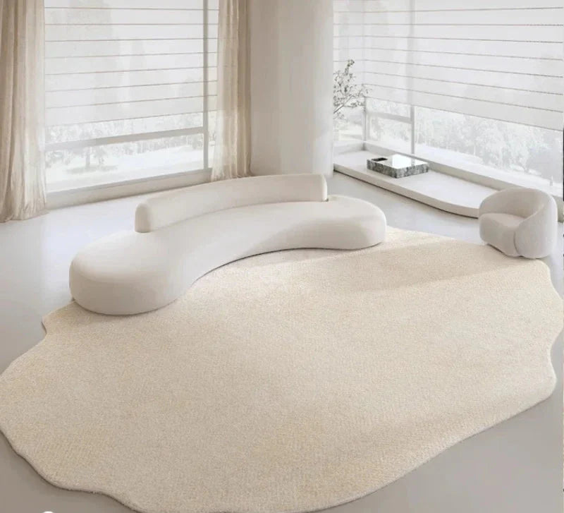 Sara's Light Luxury Plush Rug - Pehmeä marmorimainen epäsäännöllinen muoto makuuhuoneeseen ja olohuoneeseen