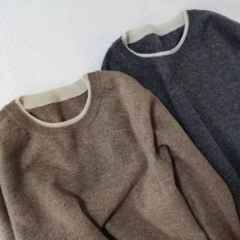 Emperoe Goat Damer Rundhalsad Pure Cashmere 100 % tröja – Höst/vinter Loose-Fit Knit Pullover