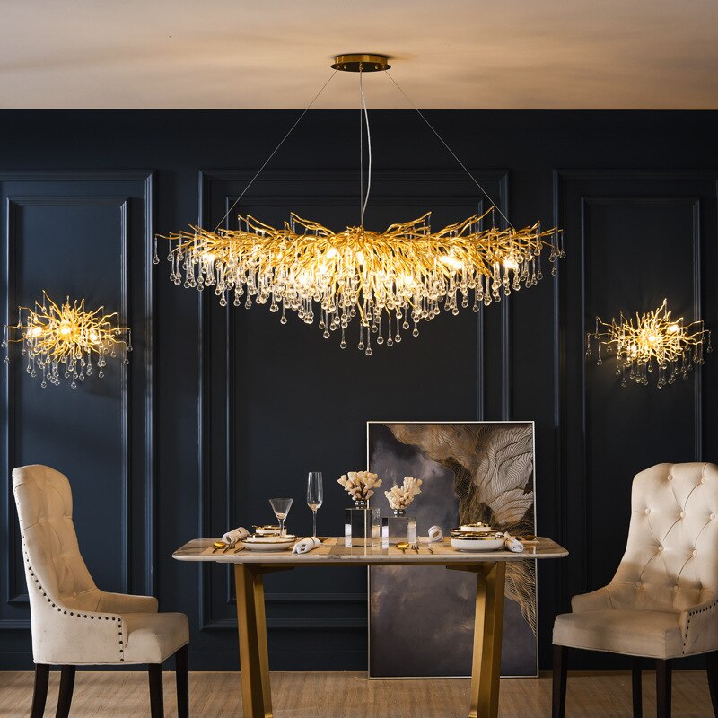 Modern Golden Branches Crystal LED Chandelier