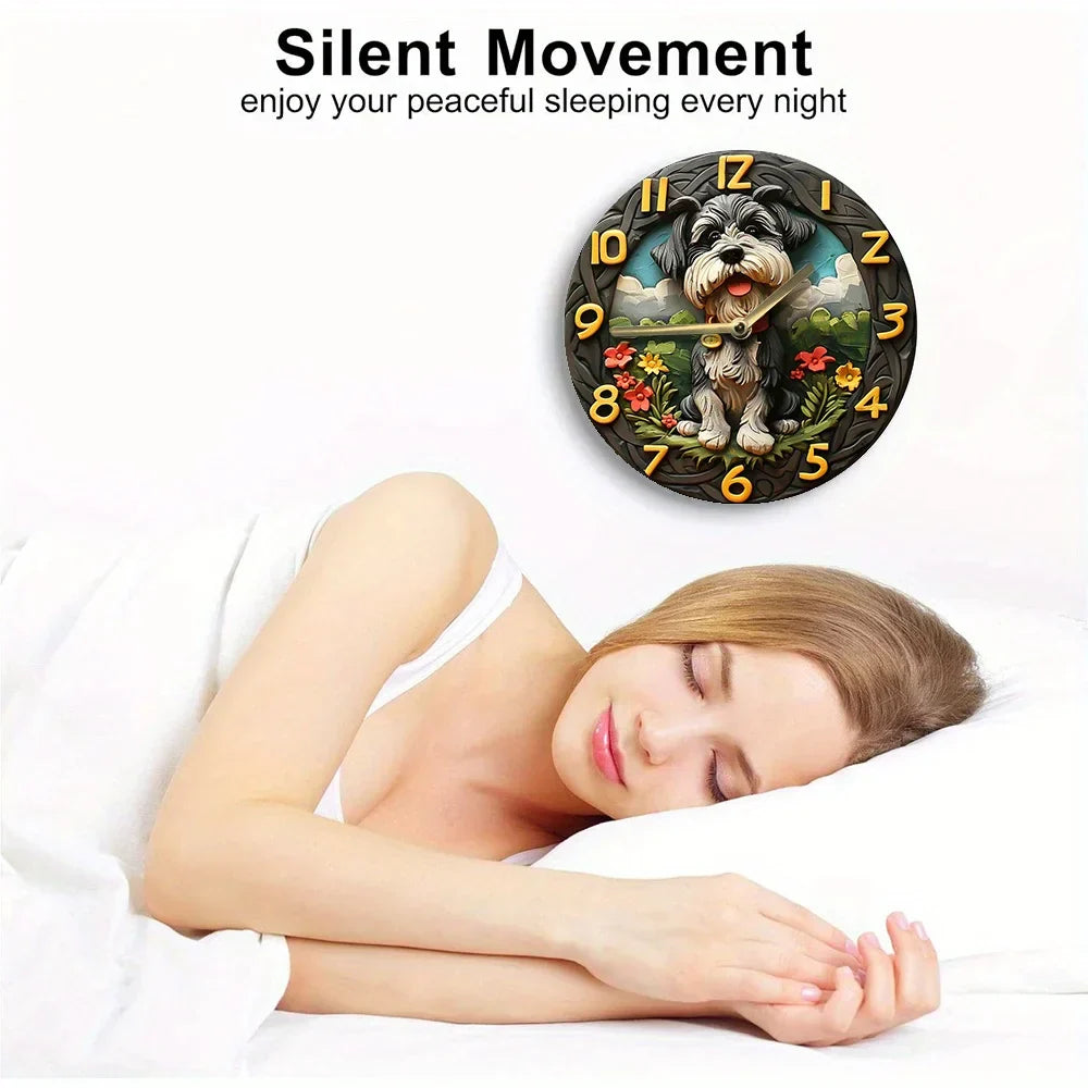 Chic Silent Schnauzer Wall Clock