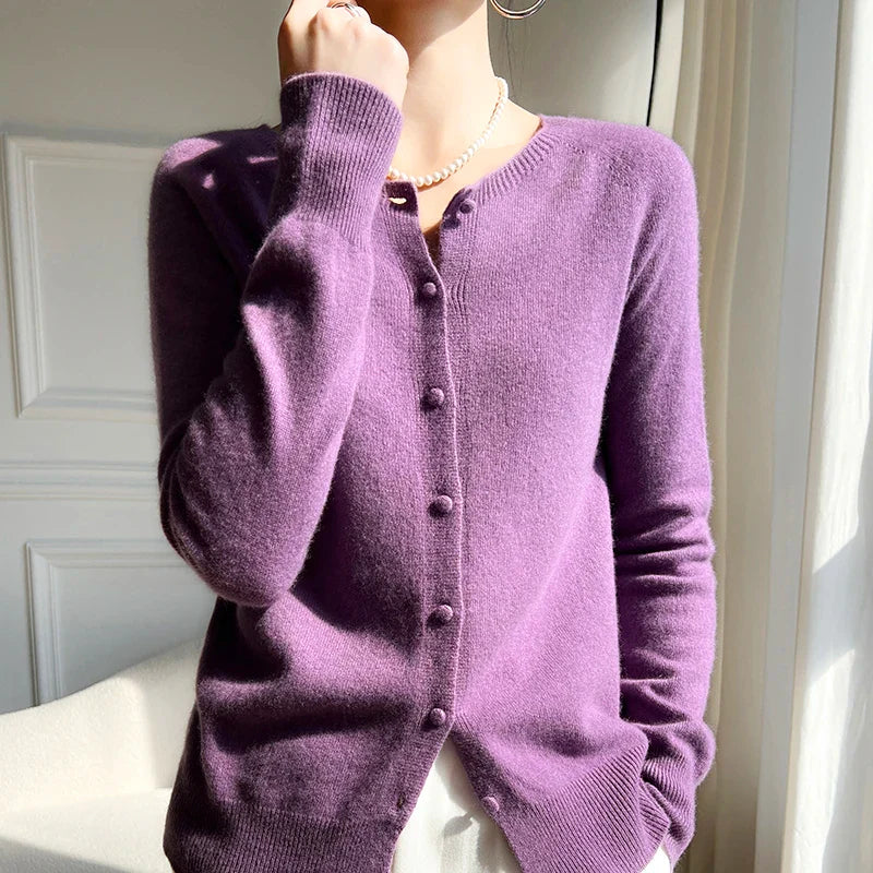 Wilma: Japanese-knit Womens 100% Wool Cardigan/Sweater for autumn and winter