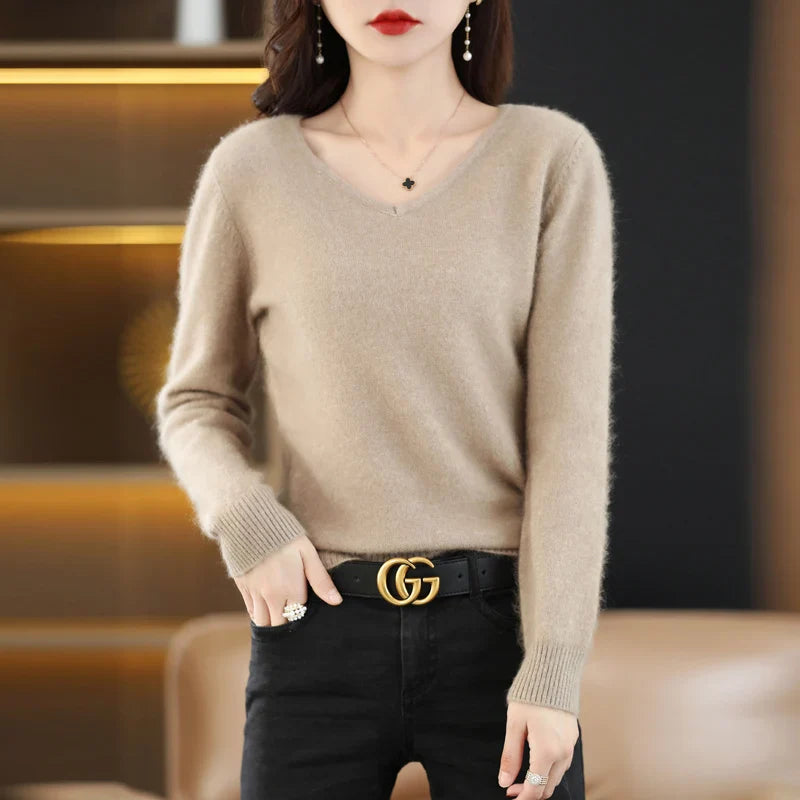 Sarah: Japan-Knit V-Neck Cashmere Sweater