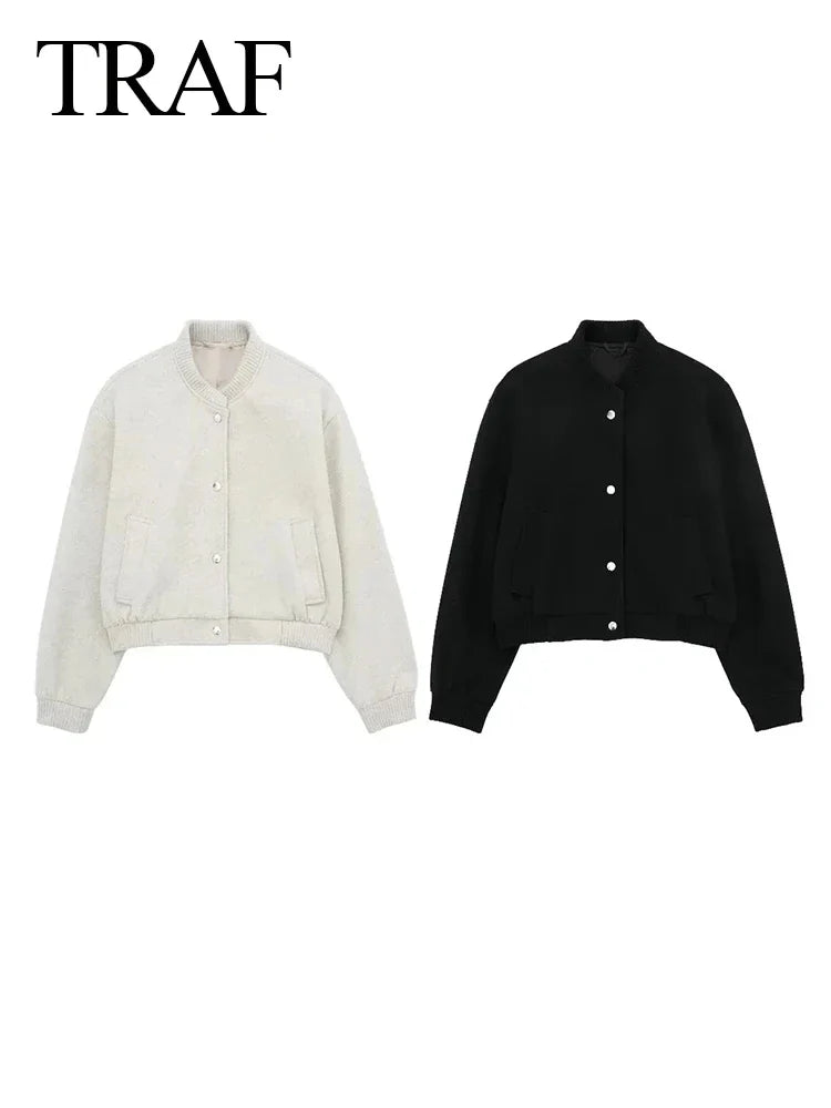 Claire: Vintage Kvinder Soft Cropped Bomber Jacket