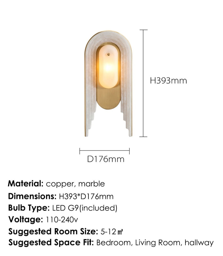 Aplique de pared de mármol esmerilado de lujo IIS, aplique de pared dorado y cobre G9