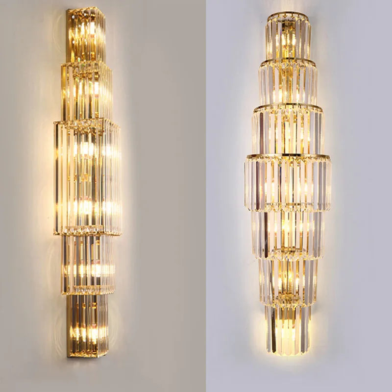 Opulent Pillar Crystal Wall Lamp