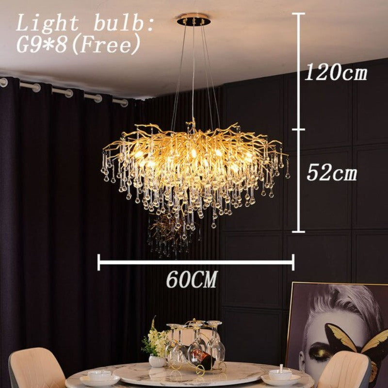 Modern Golden Branches Crystal LED Chandelier