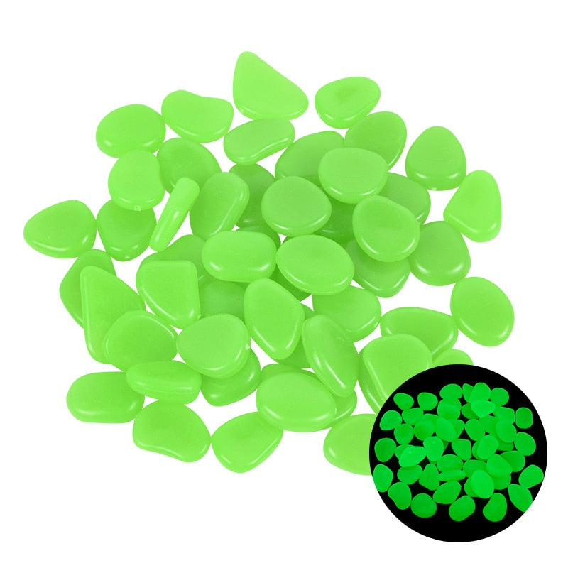 25/50 kpl Glow in the Dark Garden Pebbles