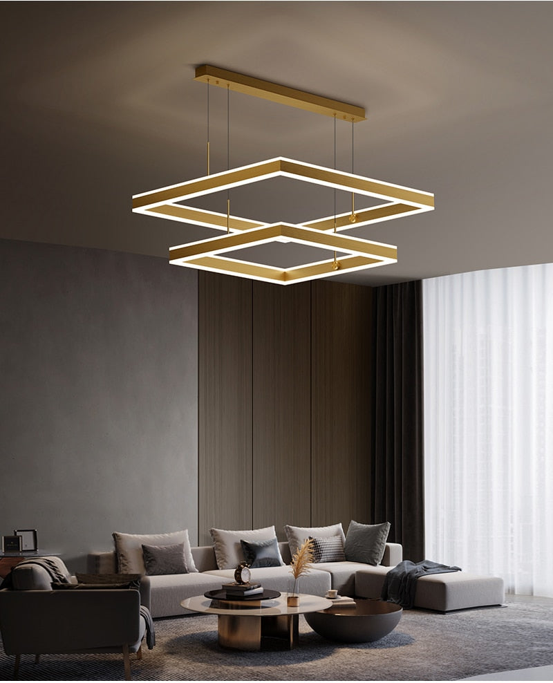 YLK Kare - Modern led chandelier for living room luxury square design