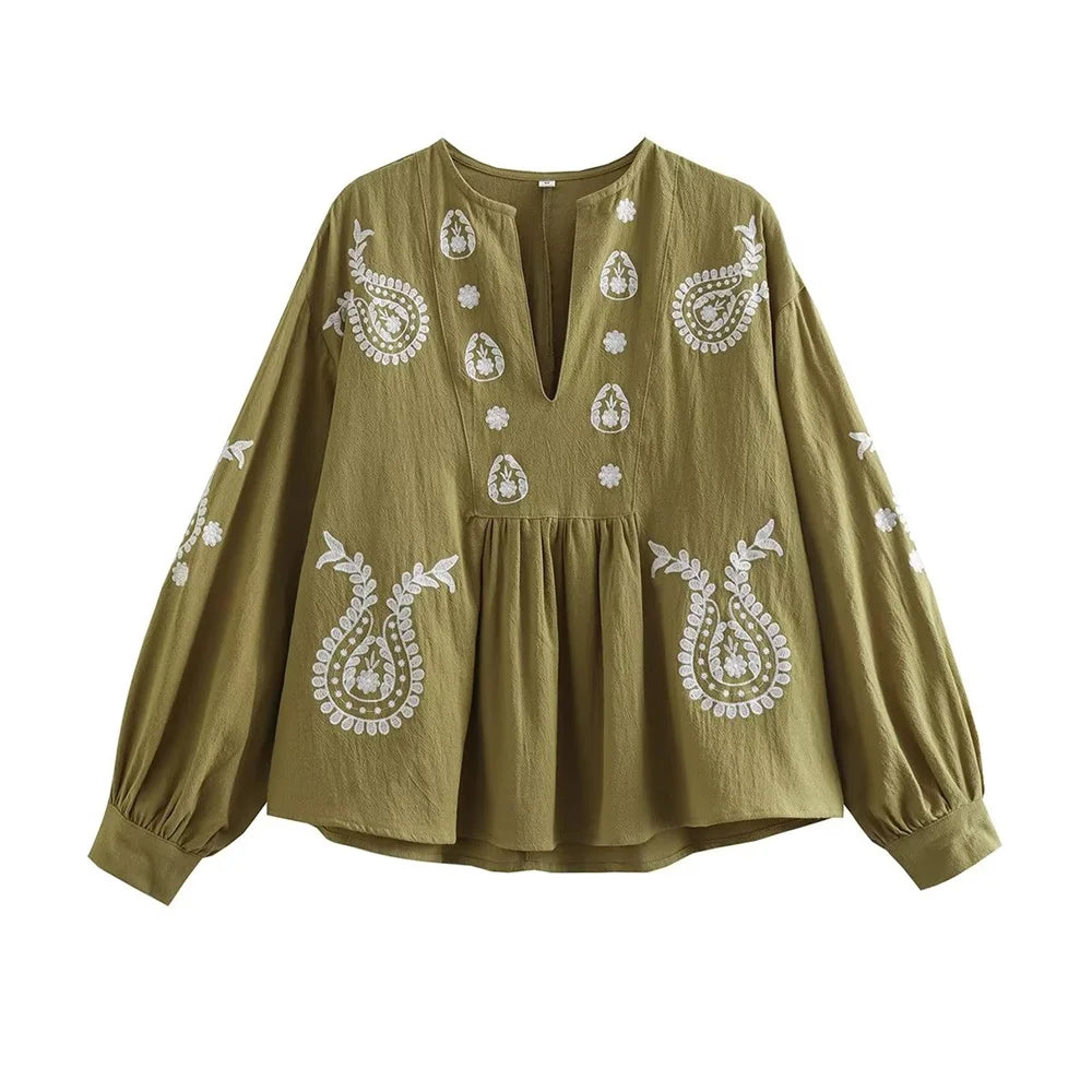 Katoenen Boho-blouse