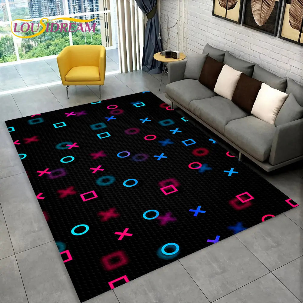 Tapis de jeu Alex 3D Gamer - Grand tapis antidérapant pour enfants et salon