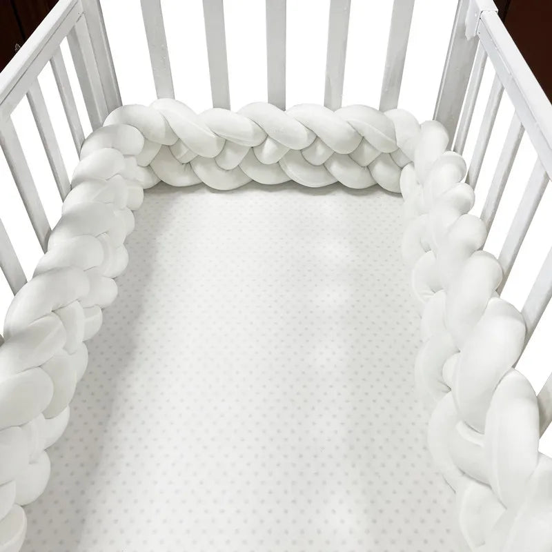 Baby Knot Bed Bumper & Nest - Hvid, Lysegrå & Mørkegrå