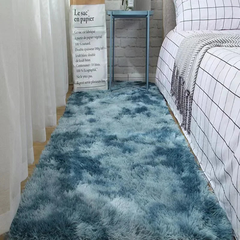 Alfombra de felpa de seda nórdica teñida de Sara – Alfombra moderna para dormitorio y sala de estar