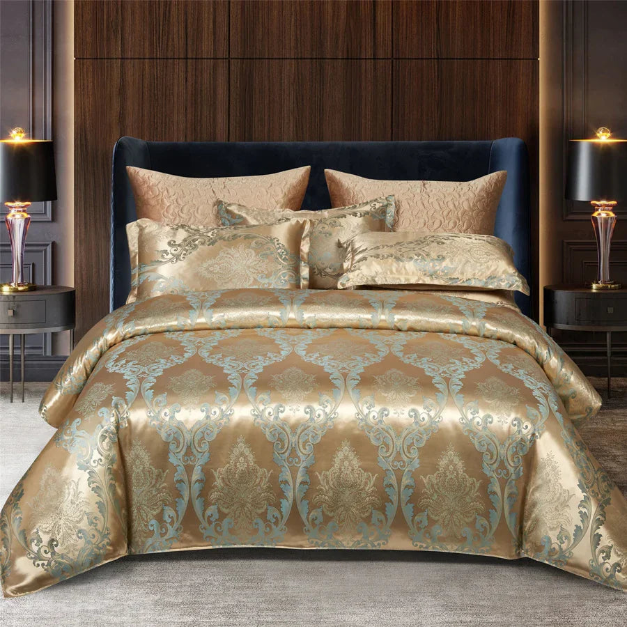 Wostar Satin Rayon Jacquard Duvet Cover 220x240 Summer Luxury Double Bed Duvet Bedding Set