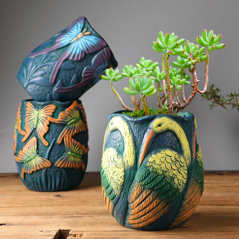 Painted Ceramic Plant Pot