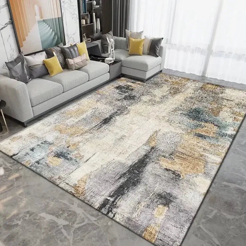 Nordic Elegance Ink Splash Rug – Modern Abstract Area Carpet for Living Room & Bedroom