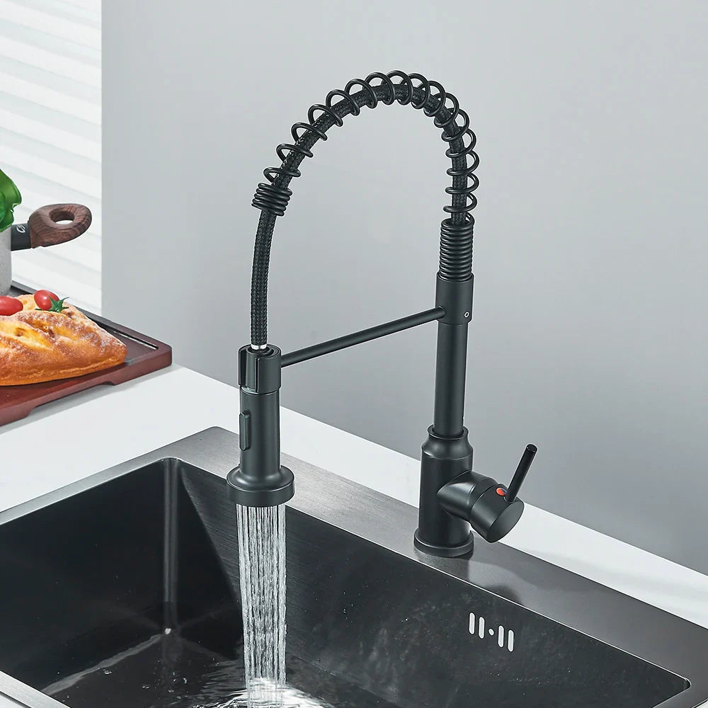 Sophia Matte Black Kitchen Faucet – Deck-Mounted Hot & Cold Water Tap