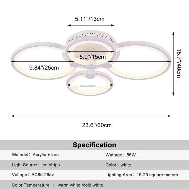 Nowoczesna lampa sufitowa akrylowa z pilotem