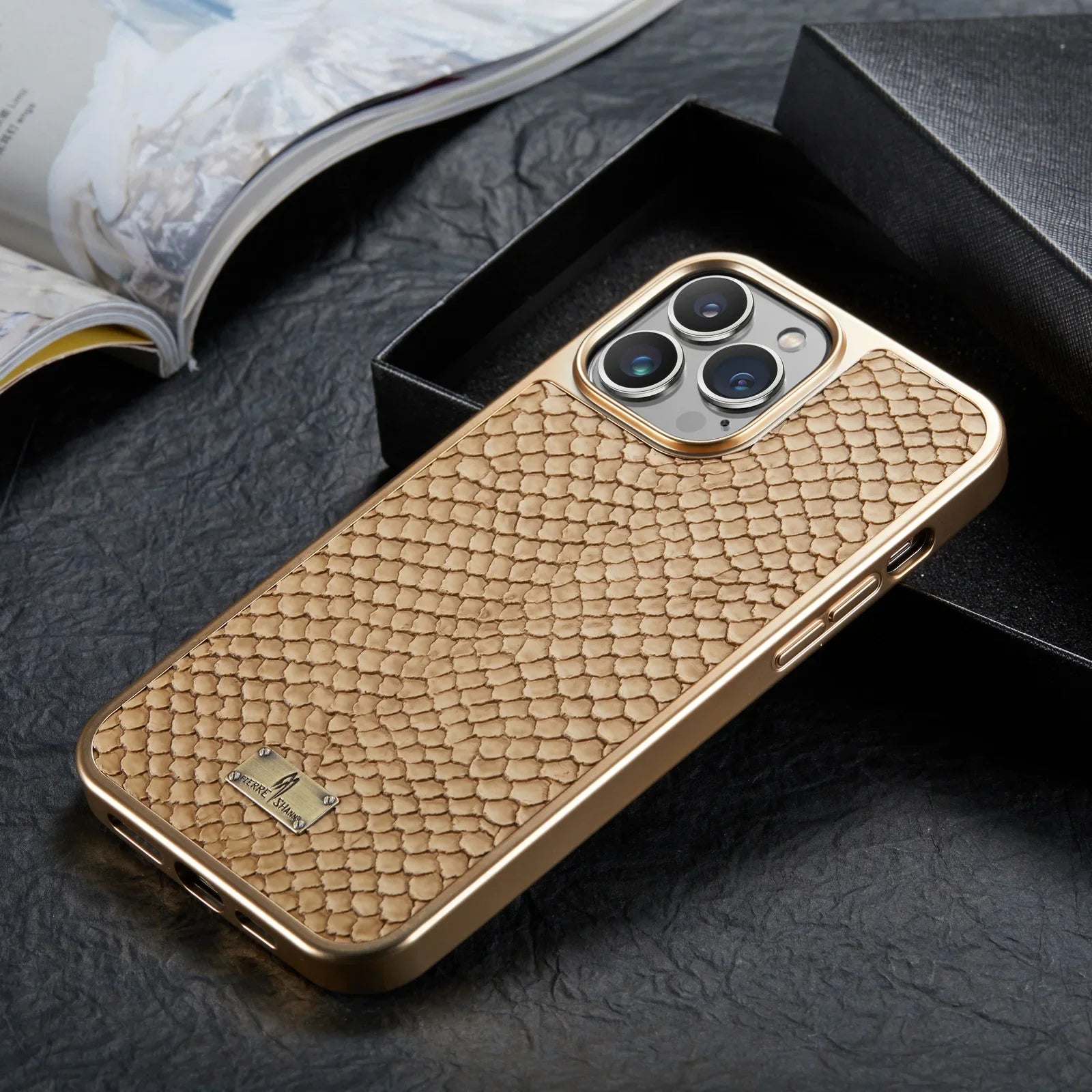 Funda de teléfono de cuero con patrón de serpiente para Iphone