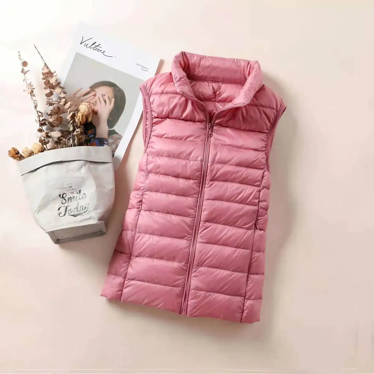 Claire : Gilet en duvet pour femme – Veste fine sans manches, gilet coupe-vent portable