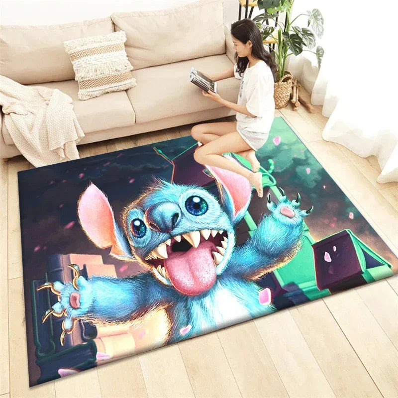 Alfombra de dibujos animados Winnie Stitch – Decoración del hogar acogedora y vibrante