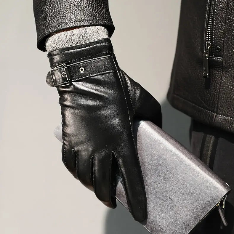 Gants en cuir et cachemire