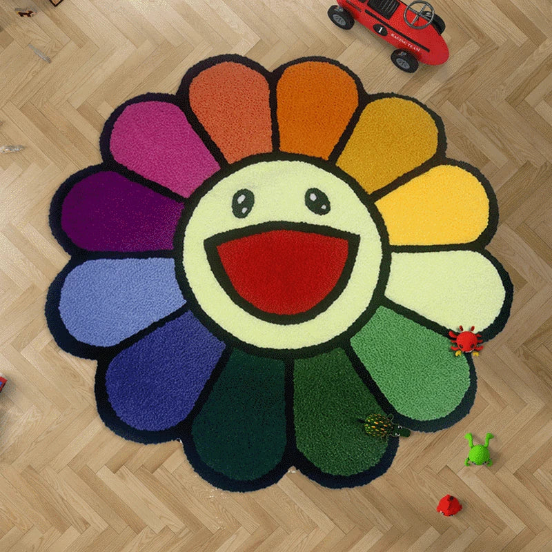 Winnie Cartoon Flower Rug – Soft & Anti-Slip Kids’ Playroom & Living Room Carpet