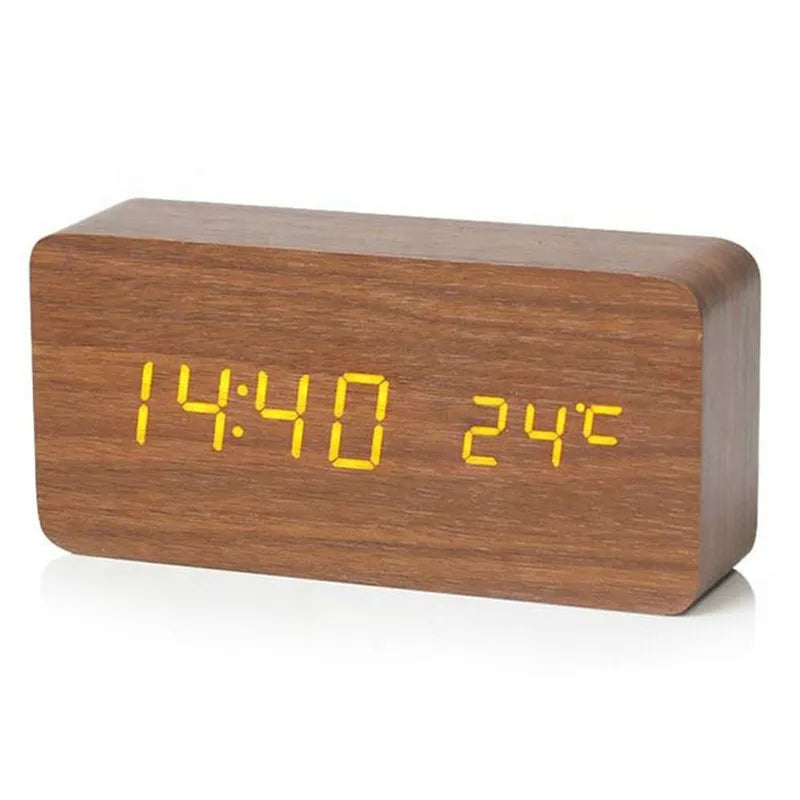 WoodTime – Reloj despertador digital de madera con pantalla LED