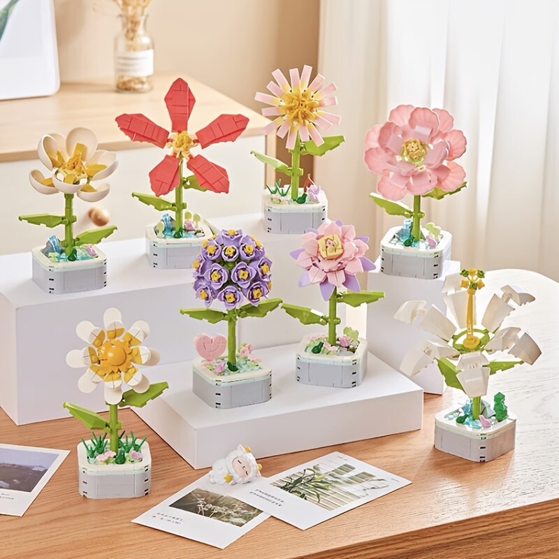 Flower Pot Building Block Decor