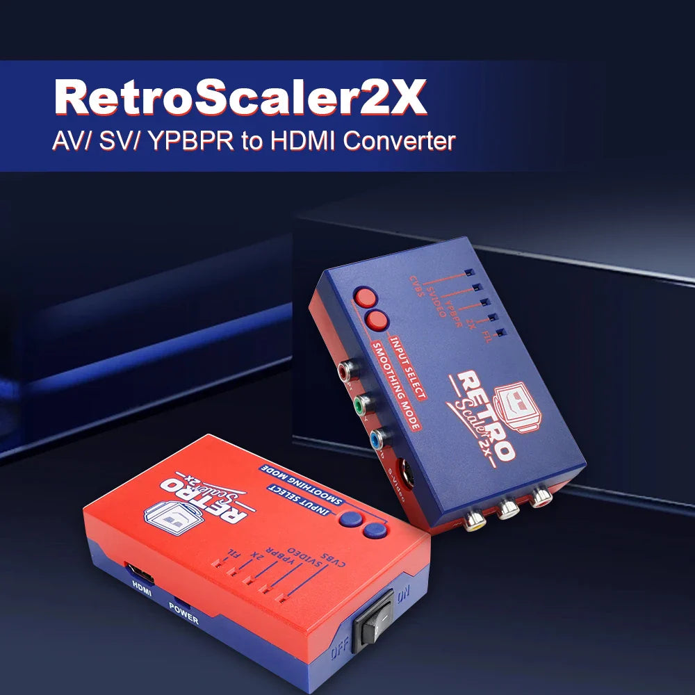 RetroScaler2x AV til HDMI-kompatibel konverter og Line-Doubler til retro spilkonsoller