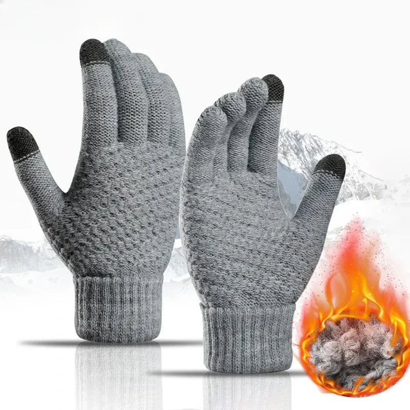 Gants d'hiver chauds pour écran tactile | Mitaines en tricot extensible pour le cyclisme et la conduite en plein air