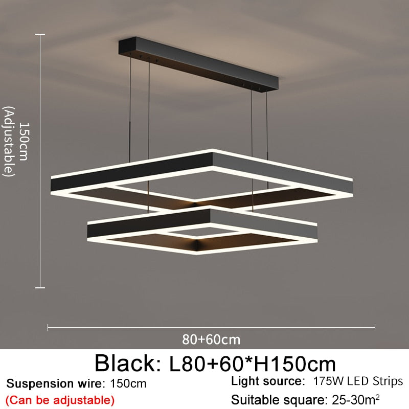 YLK Kare - Modern led chandelier for living room luxury square design