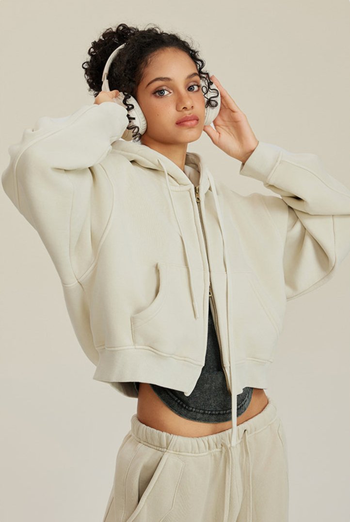 Vasket Vintage Cropped Zip Hoodie