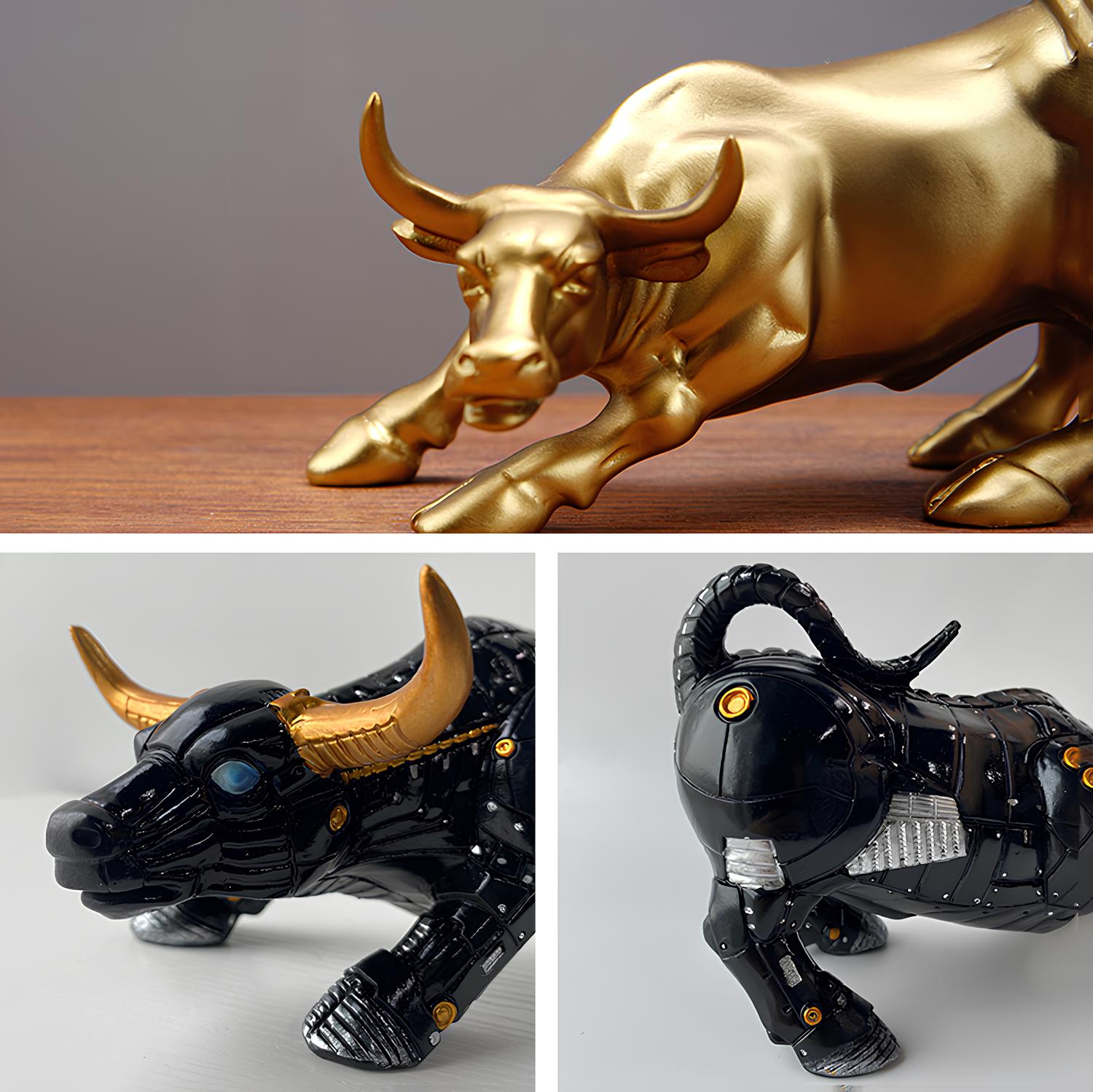 Wall Street Bull Market Résine Ornement Feng Shui Fortune Statue Richesse Figurine