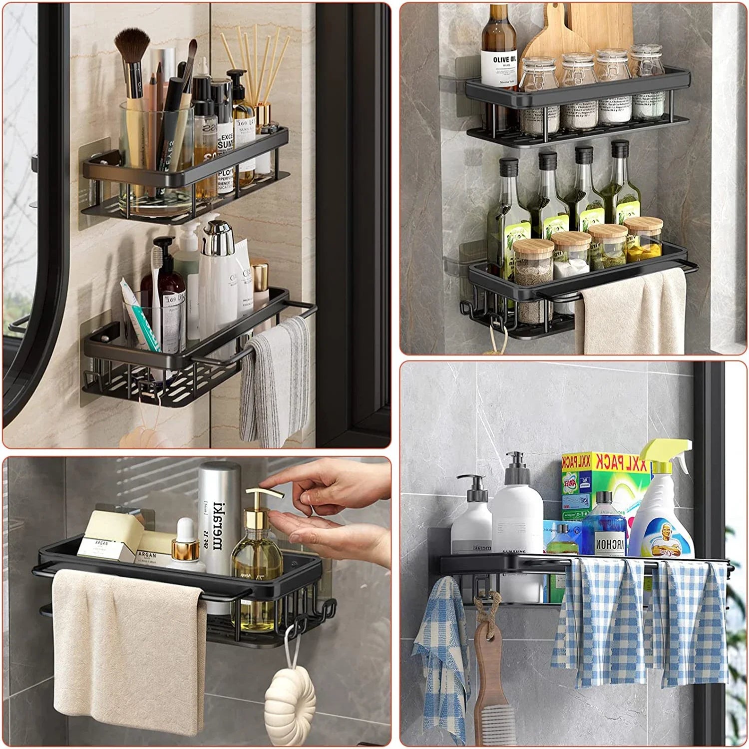 Winnie Wall-Mounted Shower Shelf – No-Drill Bathroom Organizer