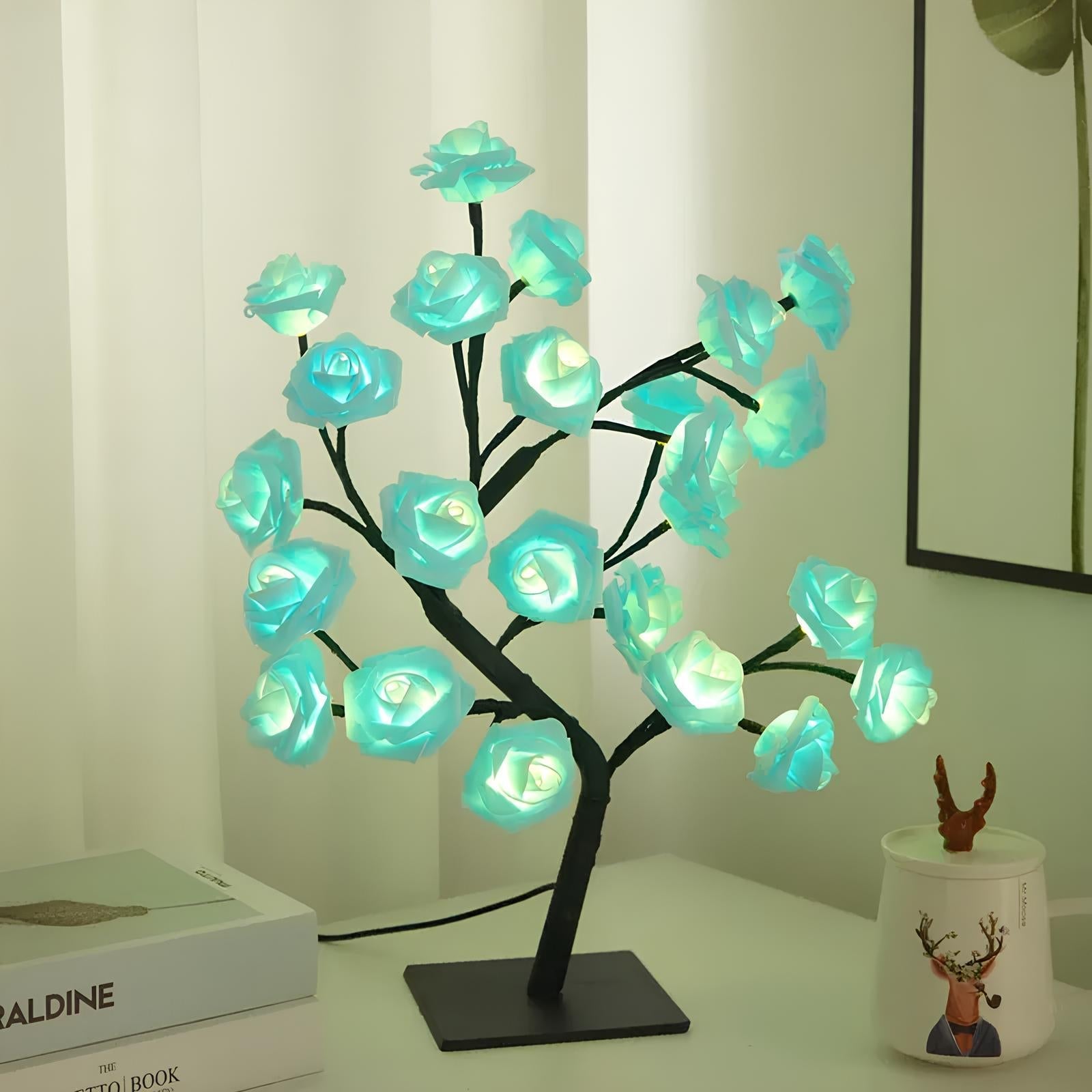 24 LED Rose Tree Lamp  Flower Light Night, USB Powered