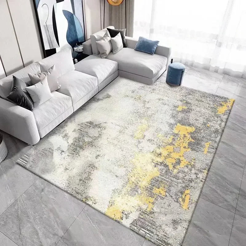 Alfombra de Salpicadura de Tinta de Elegancia Nórdica – Alfombra Abstracta Moderna para Sala de Estar y Dormitorio