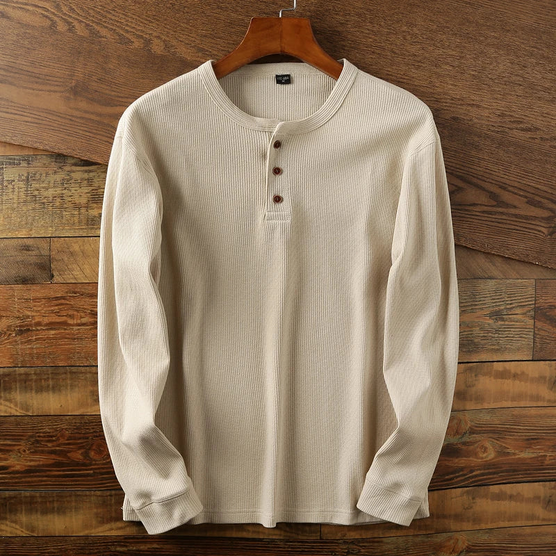 Waffle Knit Henley Shirt