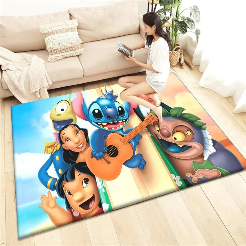 Alfombra de dibujos animados Winnie Stitch – Decoración del hogar acogedora y vibrante