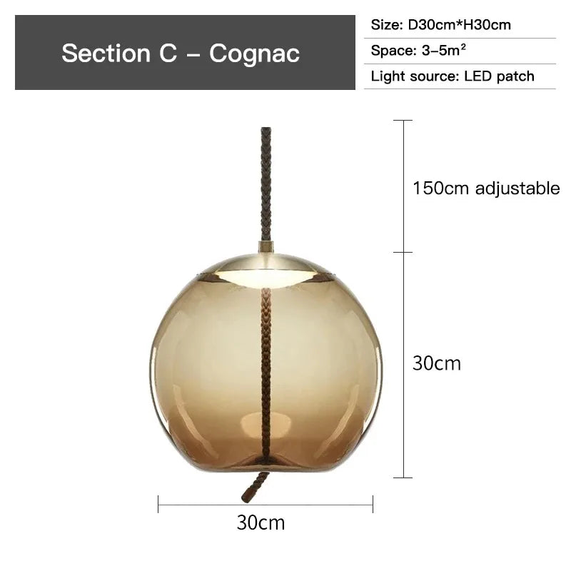 Luz Pendente de Design em Vidro Artístico