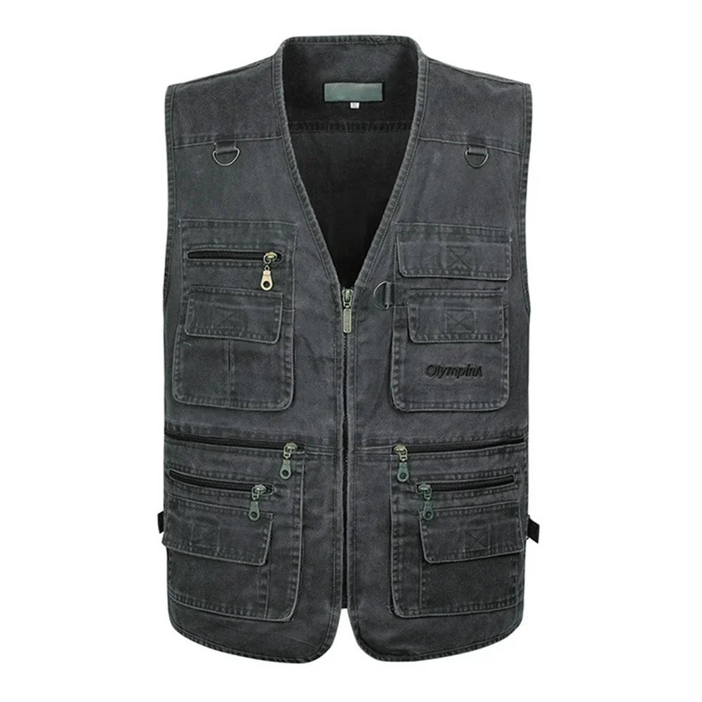 Gilet cargo senza maniche in cotone | Gilet 16 tasche